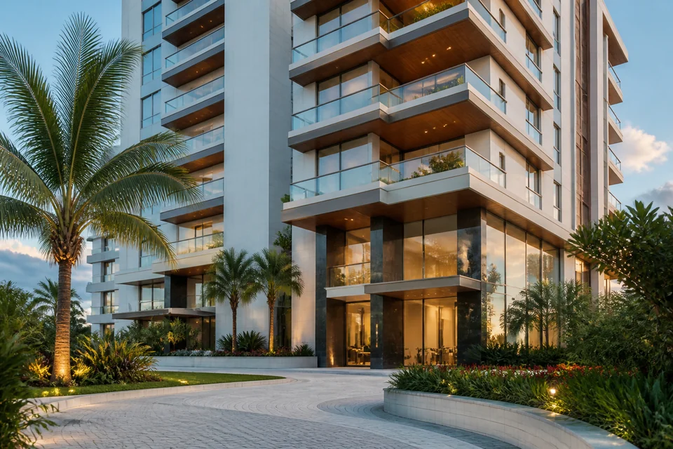 Empreendimento residencial contemporâneo premium com paisagismo tropical